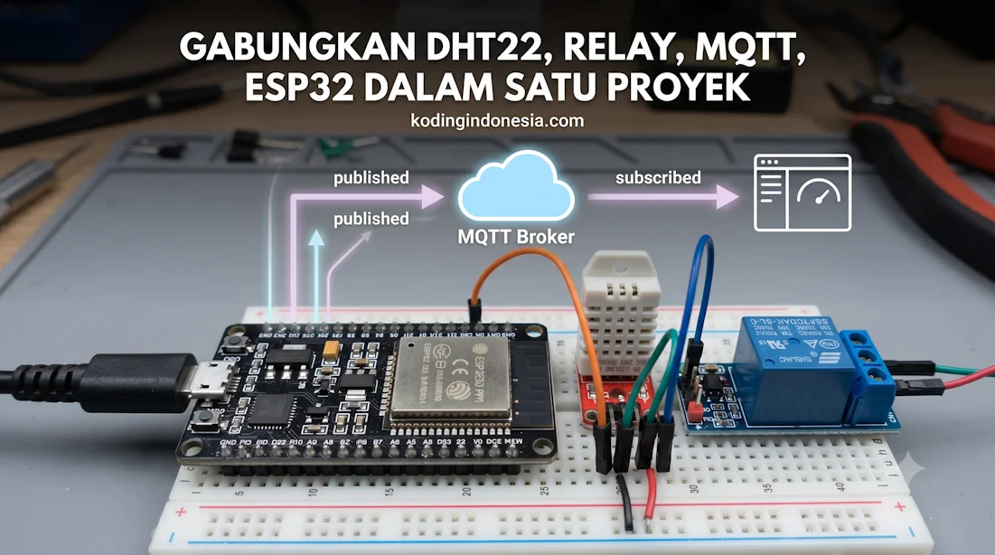Gabungkan DHT22 dan Relay MQTT dalam Satu Proyek ESP32