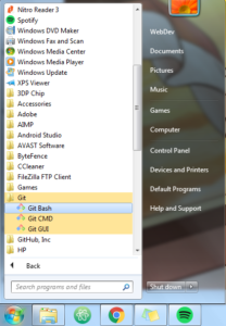 Start menu - Git Bash