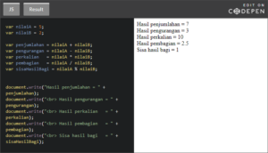 Belajar operator penjumlahan di javascript